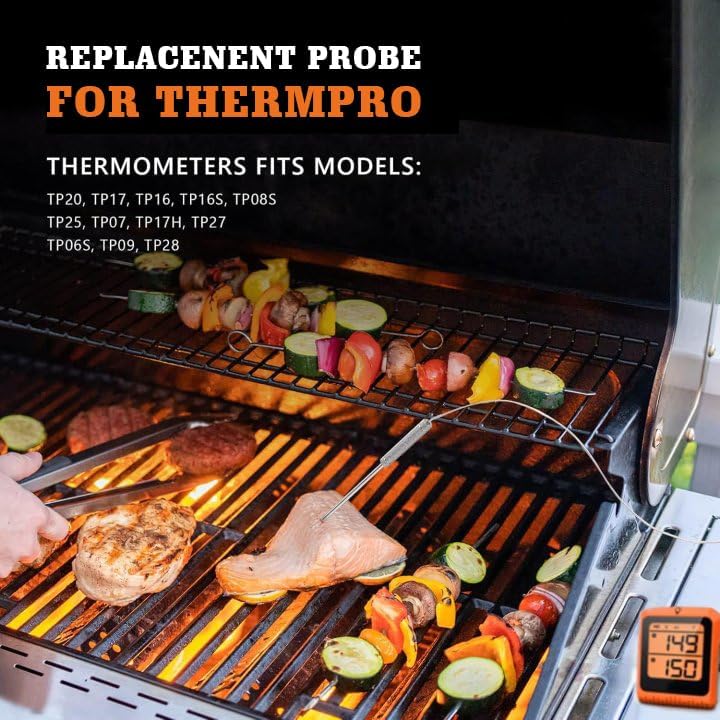 Upgraded Meat Probe Replacement for Thermopro Thermometers TP04, TP06, TP06S, TP07, TP-07S, TP08, TP-08S, TP09, TP09B, TP-10, TP16, TP17, TP20, TP20S, TP25, TP27, TP28, TP829, TP930, 2.5mm