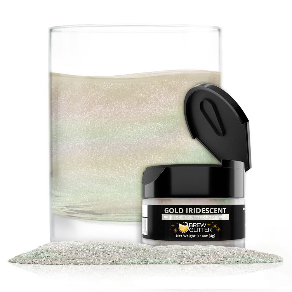 Brew Glitter Iridescent Gold Edible Drink Glitter 1x 4g Jar for Cocktails, Beer, & Beverages