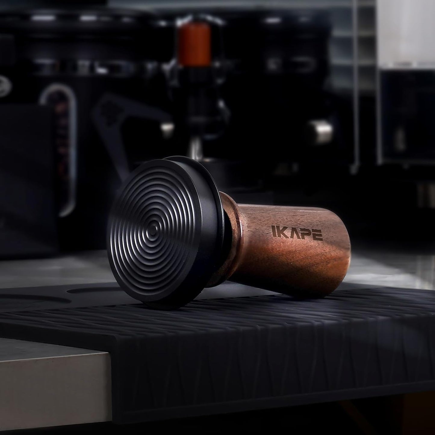 IKAPE 51mm Espresso Tamper, Spring-loaded Calibrated Tamper with Walnut Handle, Titanium Ripple Plating Base, Fits for 51 Espresso Machine Bottomless Portafilter