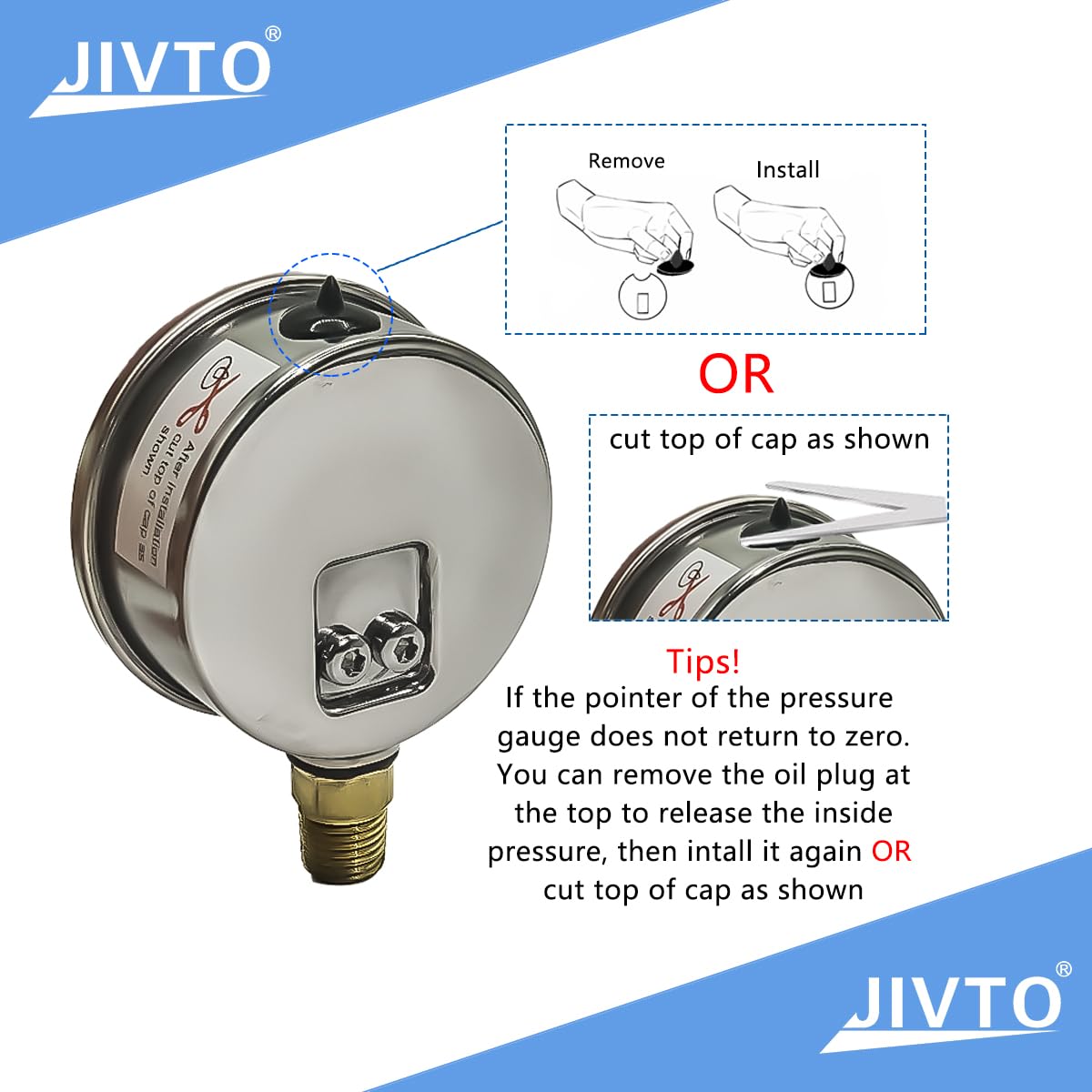 Pressure Gauge,Glycerin Liquid Filled,2.5" Dual Scale Dia,0-2000 psi/bar/kpa,1/4" NPT Male Brass Connection,Lower Mount, Stainless Steel Case,for Pneumatic,Pump,Hose,Well Tank,Gas Air Water Oil