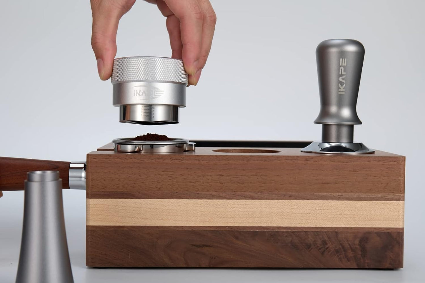 IKAPE Coffee Products, 53MM Coffee Distributor, Gravity Adaptive Espresso Distributor Fits All 54MM Espresso Portafilter, Compatible with 54MM Breville Bottomless Portafilter (Silver)
