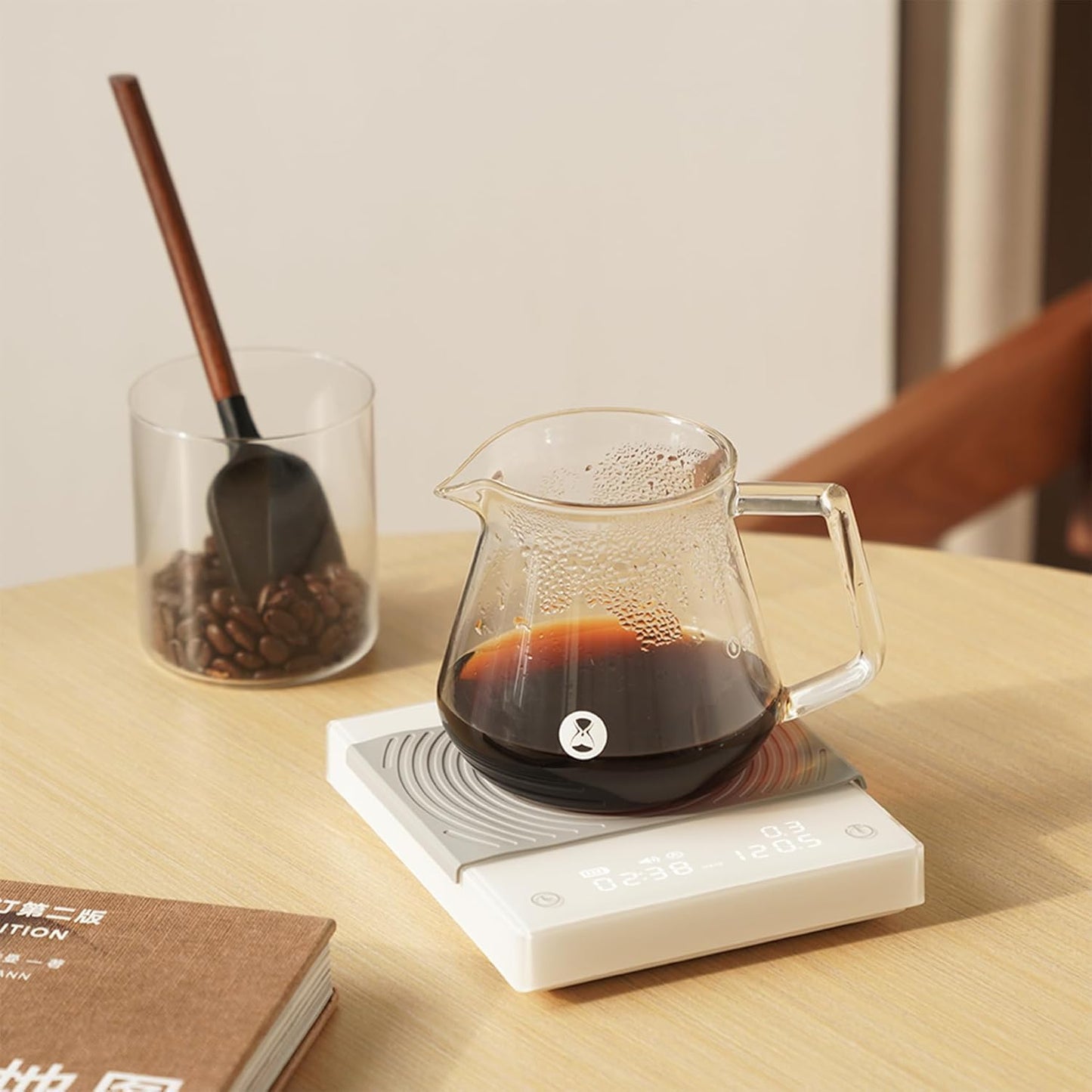 TIMEMORE Coffee Scale Basic 2.0 Electronic Espresso White Scale with Water Flow Rate and Timer Function, Free Switching of Ounce/kg Units, Digital Scale for Kitchen/Baking/Cooking