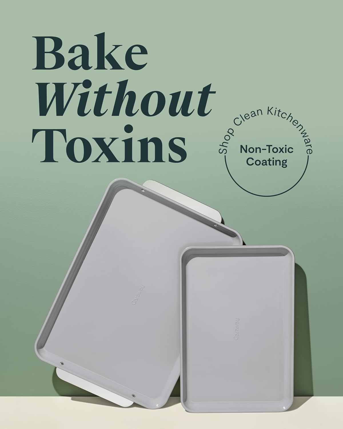Caraway Non-Stick Ceramic Baking Sheet Duo - Naturally Slick Ceramic Coating - Non-Toxic, PTFE & PFOA Free - 18 x 13" Large & 15 x 10" Medium - Black