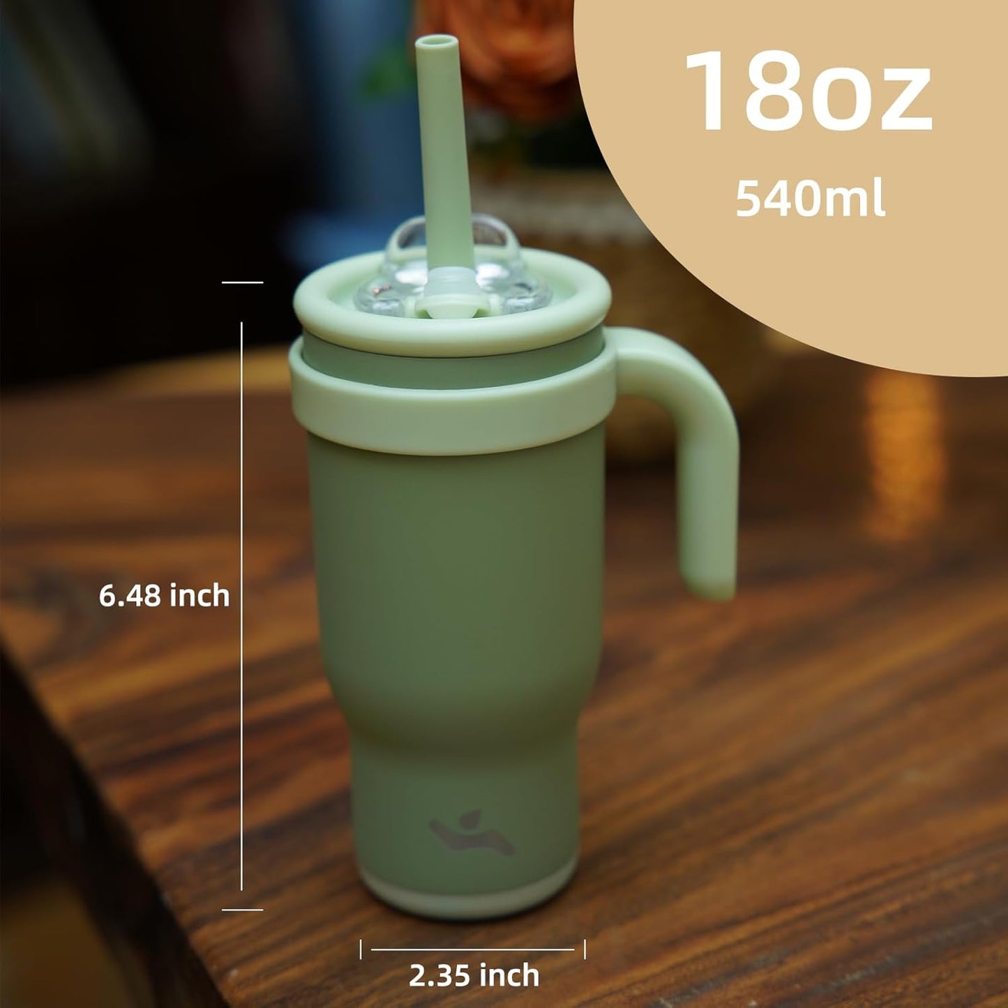 18 oz Tumbler with Side Handle, Insulated Water Bottle with Straw and 2 in 1 Lid, Stainless Steel Cup Travel Coffee Mug for Sports Office Gym,Dark Blue