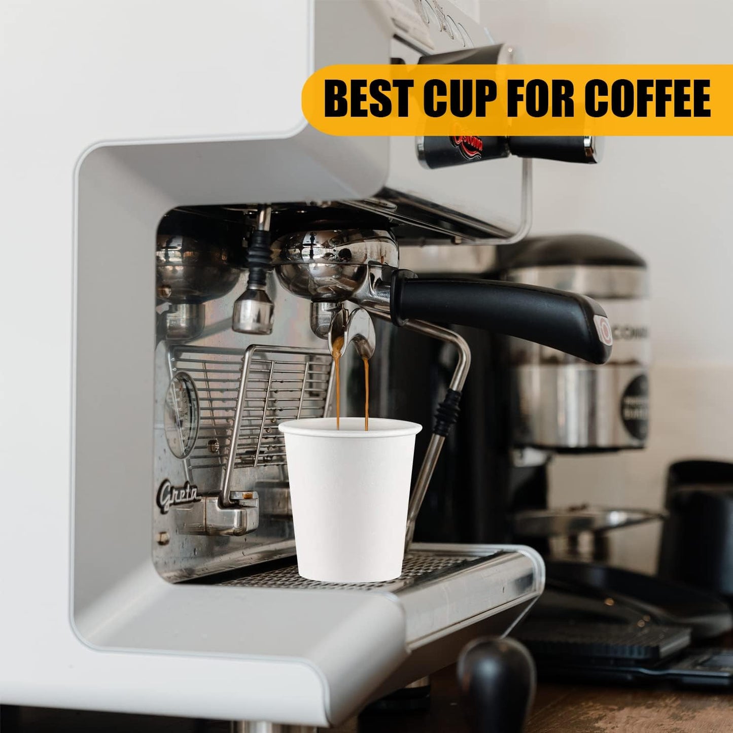 Smygoods White Disposable Paper Coffee Cups with Lids (4 OZ, 100 Count) For Hot Beverages, Tea, Espresso, Cocoa - To Go Drink Containers, Café & Office