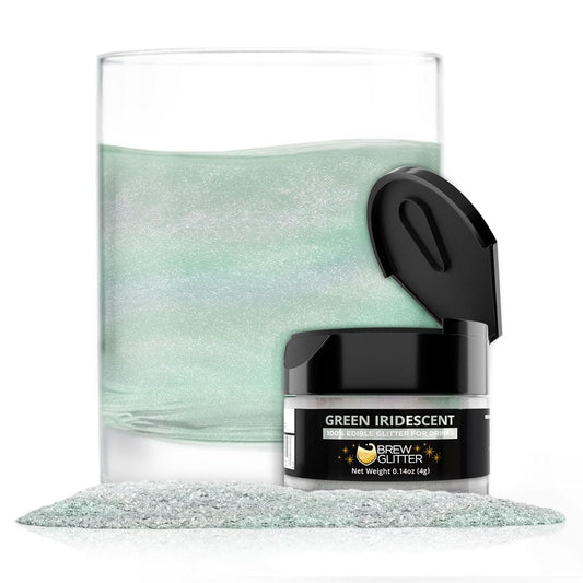 Brew Glitter Iridescent Green Edible Drink Glitter 1x 4g Jar for Cocktails, Beer, & Beverages