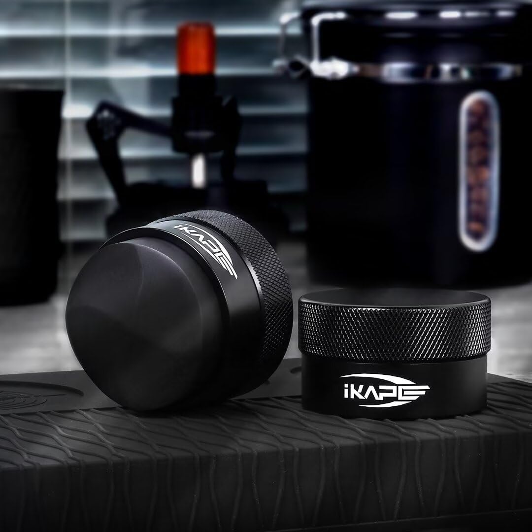 IKAPE 53MM Coffee Distributor, Black Design of Bottom Propeller, Gravity Adaptive Espresso Distributor Fits All 54MM Espresso Portafilter, Compatible with 54MM Breville Bottomless Portafilter