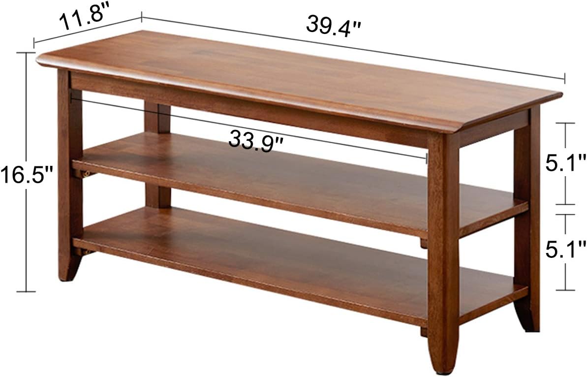 XKZG Storage Bench Wooden Shoe Rack Bench Rustic Solid Wood Entryway Bench (Brown,39.4")