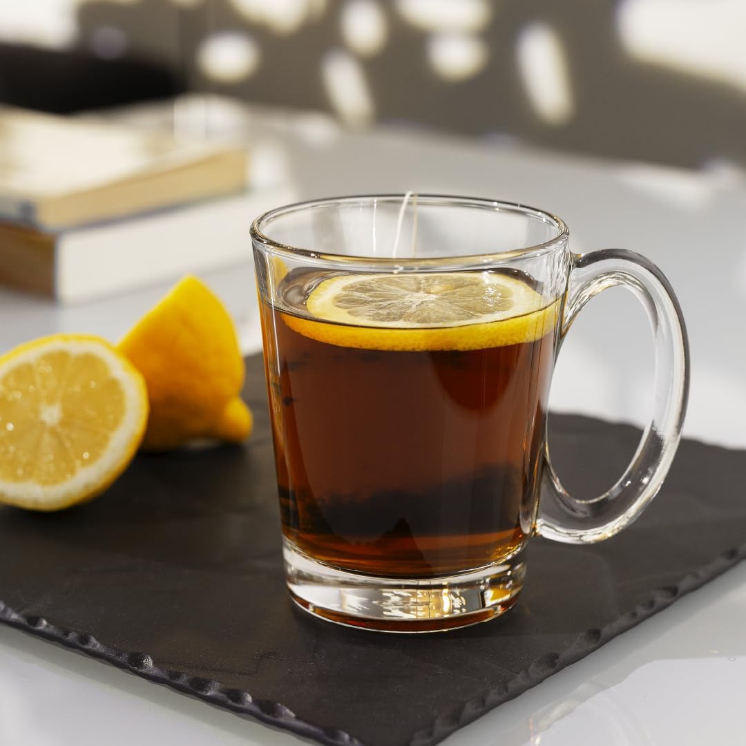 LEMONSODA Clear Large Glass Coffee Mug with Handles for Hot Beverages, Clear Mugs for Espresso, Tea, Cappucino, Latte, Juice (8.75 oz, 10.5 oz, 12 oz) (10.5 oz, Set of 6)