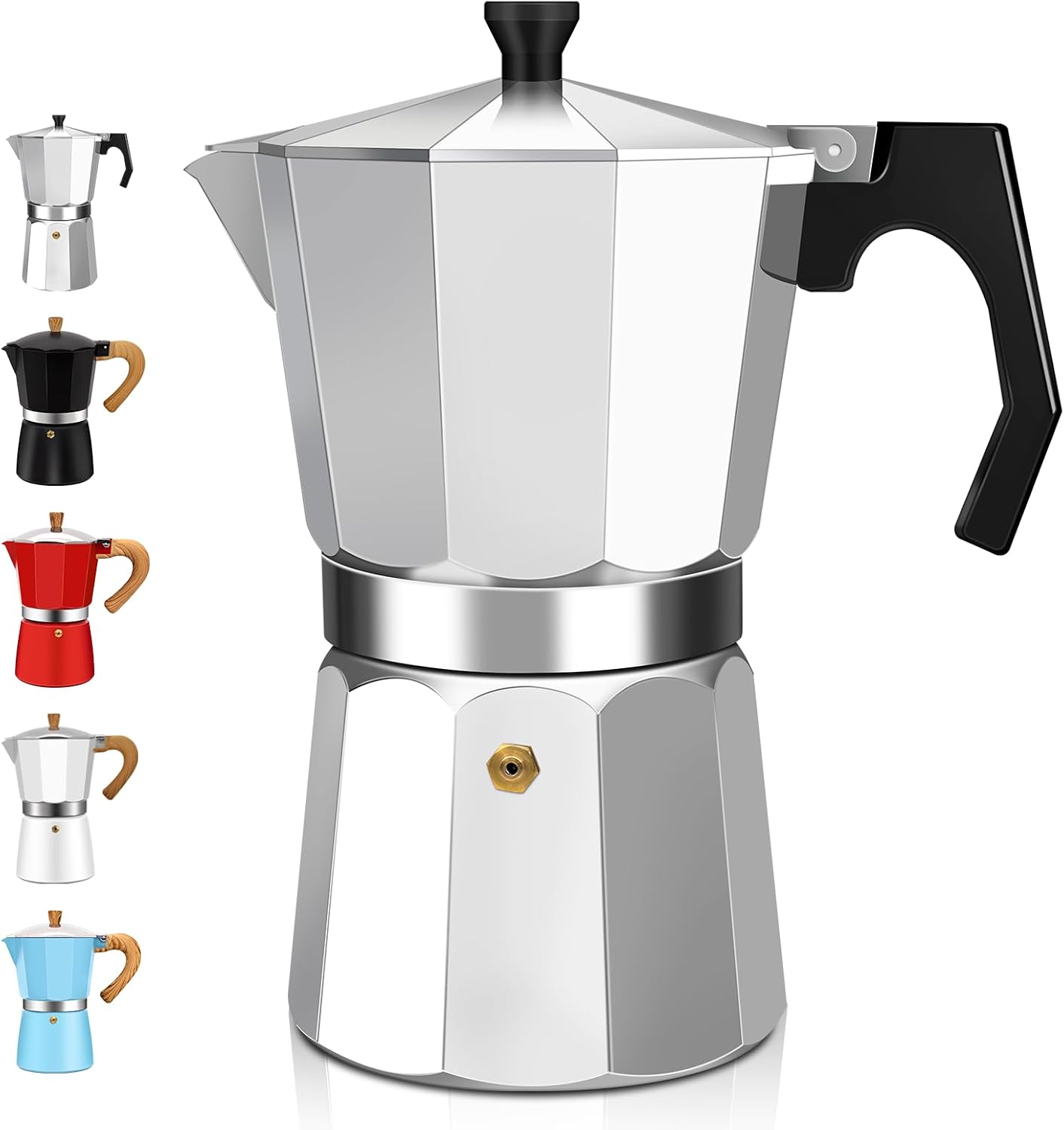9 Cup Aluminum Espresso Stovetop Moka Pot Express Coffee Maker Percolator Italian Classic Mocha Coffee Machine for Italian and Cuban Cafe Brewing for Home & Camping 450ml 15oz