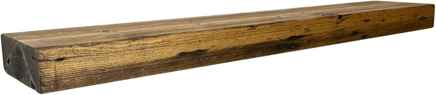 Modern Timber Craft Reclaimed Wood Floating Wall Shelf | Solid Rustic American Barnwood, Floating Shelf Brackets | 2.75" Thickness | 30" L x 8" D, Early American, Planed and Sanded, 2 Pack