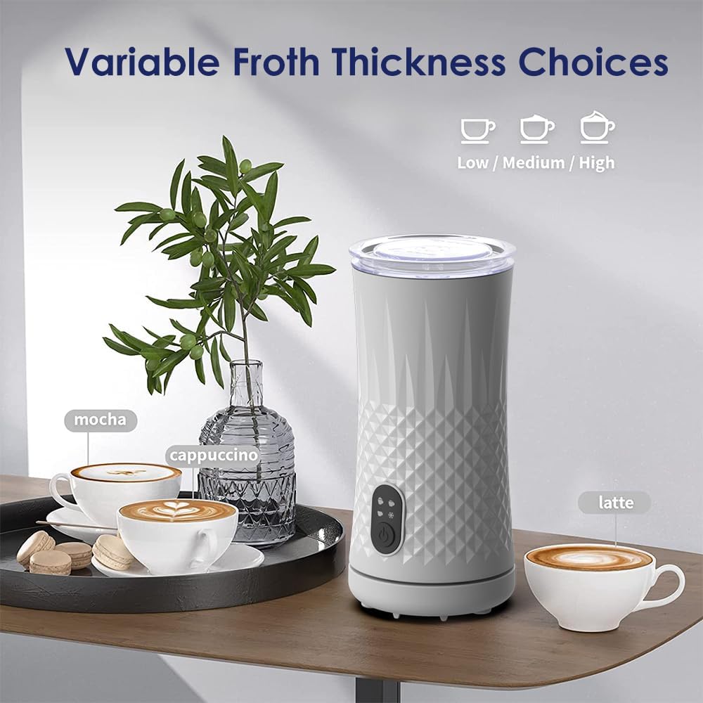 Milk Frother, Elec3 4 in 1 Electric Frother and Steamer 8.1oz/240ml Milk Warmer Coffee Foamer, Automatic Warm and Cold Foam Maker for Latte,Cappuccino,Macchiato,Chocolate