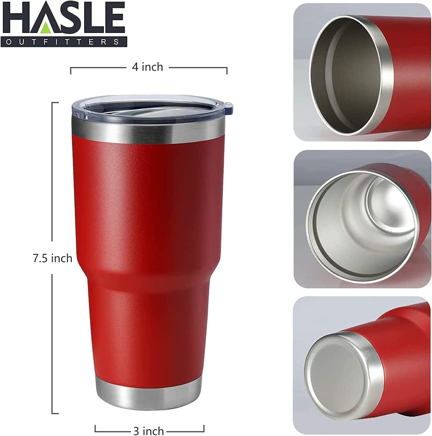 HASLE OUTFITTERS 30oz Stainless Steel Tumbler, Double Wall Vacuum Insulated Travel Mug Tumbler, Durable Insulated Coffee Mug, Gift Box Set (Red, 12)