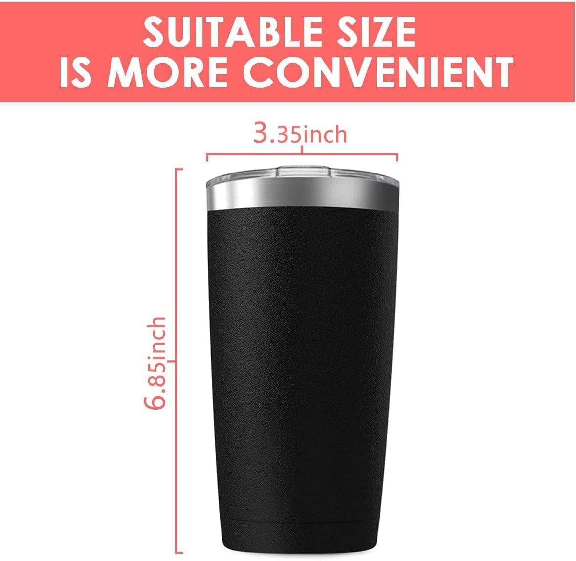 12Pack 20oz Tumbler Vacuum Insulated Travel Mug with Lids, Stainless Steel Double Wall Bulk Cup for Home, Office, Outdoor Suitable for Vehicle Cup Holders （Black）