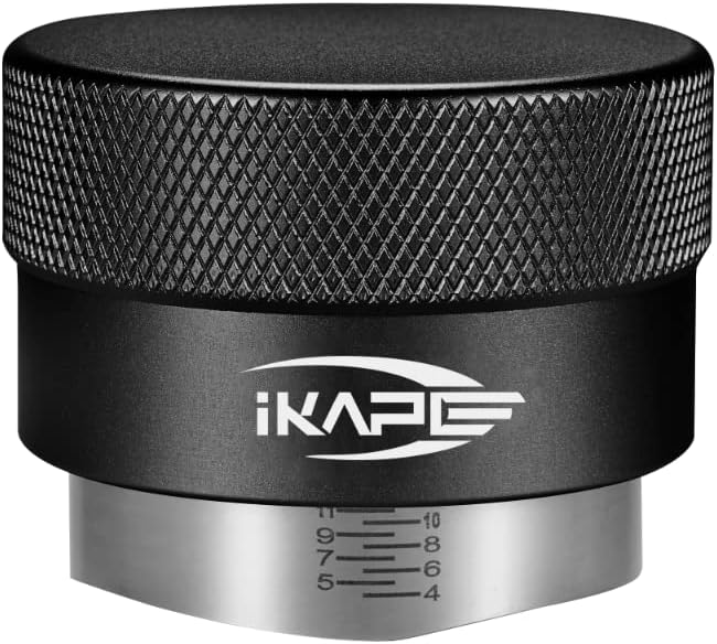 IKAPE Coffee Products, 53MM Coffee Distributor, Gravity Adaptive Espresso Distributor Fits All 54MM Espresso Portafilter, Compatible with 54MM Breville Bottomless Portafilter (Black)