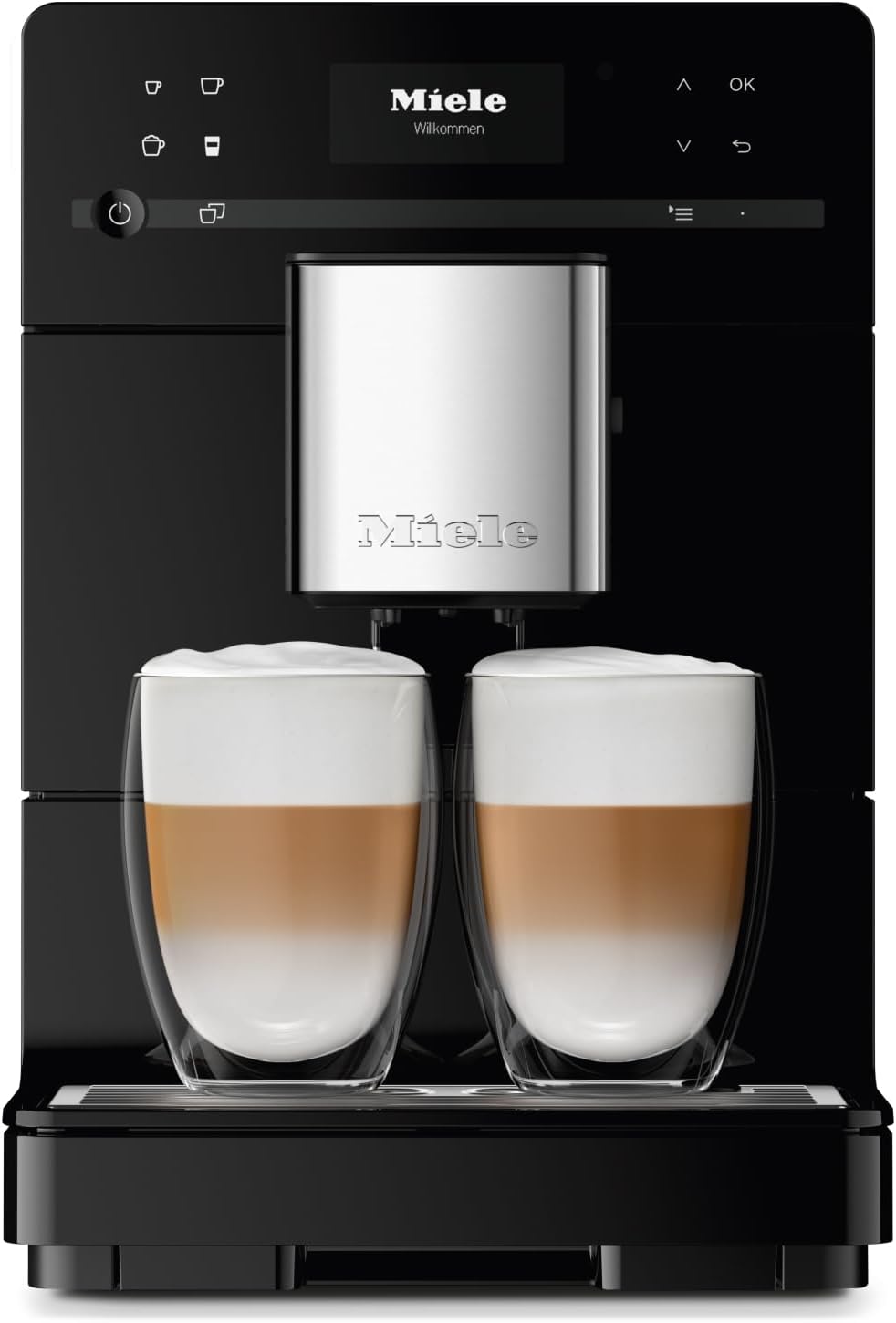 Miele CM 5310 Silence Automatic Coffee Maker - With OneTouch for Two, AromaticSystem, coffee pot, cleaning programs and more, in Obsidian Black