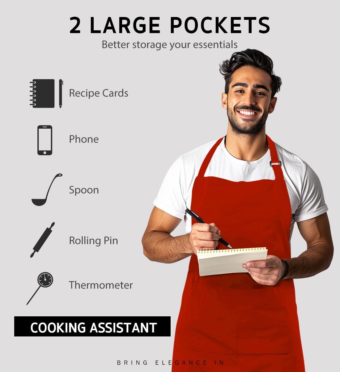 Syntus 12 Pack Bib Apron, Unisex Aprons Adjustable Waterdrop Resistant with 2 Pockets Cooking Kitchen Apron for Chef, BBQ Drawing Apron Bulk, Red