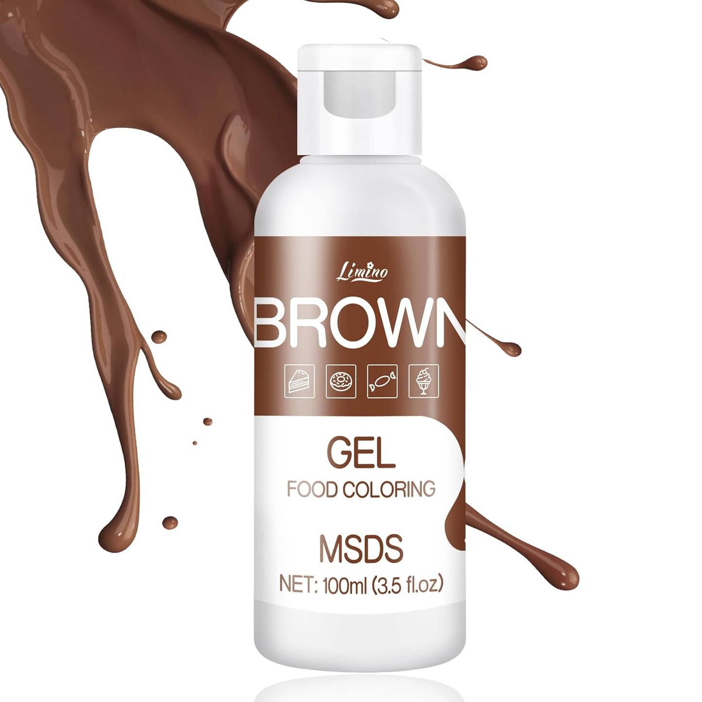 Gel Food Coloring - 4.5oz Vivid Food Coloring Gel for Baking, Cake Decorating, Cookie, Fondant, Macaron - Tasteless Concentrated Edible Food Color Dye for Icing, Slime, Drinks, DIY Crafts (Brown)