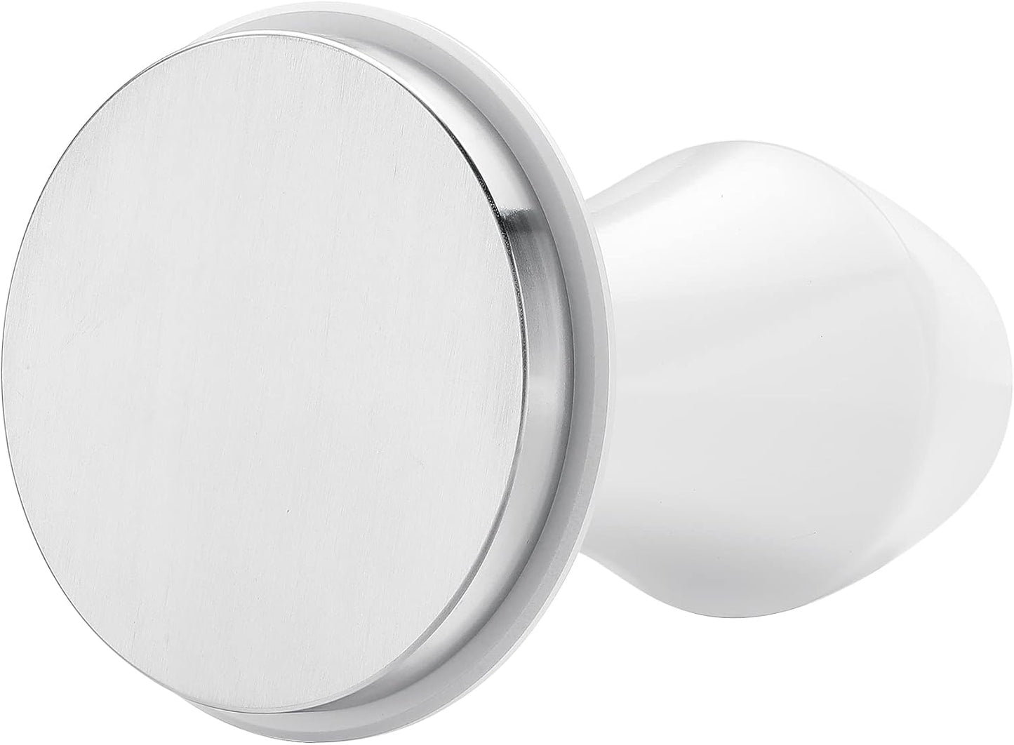 Normcore 53.3mm Espresso Coffee Tamper V4 - Spring Loaded Tamper With Stainless Steel Flat Base - Non-stick coating White - 15lb / 25lb / 30lbs Replacement Springs - Anodized Aluminum Stand