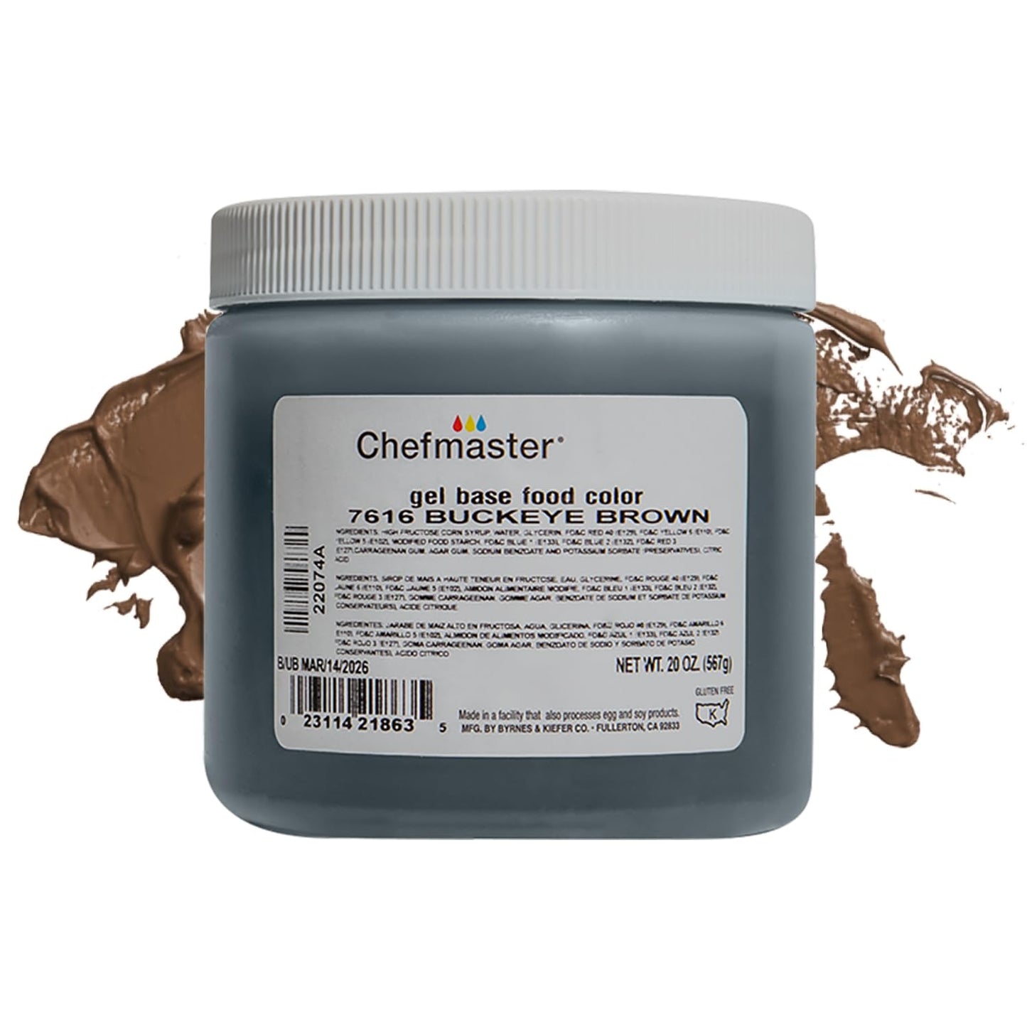 Chefmaster Buckeye Brown Gel Food Coloring | Vibrant Color | Professional-Grade Dye for Icing, Frosting, Fondant | Baking & Decorating | Fade-Resistant | Easy-to-Use | Made in USA | 20 oz