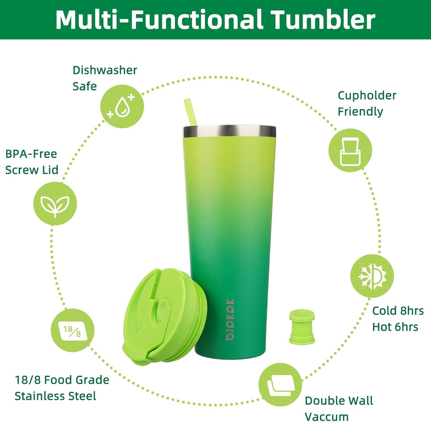BJPKPK 26oz Tumbler With lid And Straw Stainless Steel Travel Coffee Mug Insulated Tumblers Cups,Bamboo Grove