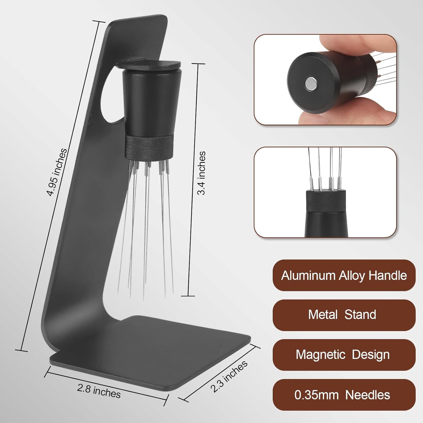 53mm Espresso Tamper Set - Dual-Spring Calibrated Coffee Tamper, 8-Needle WDT Tool Espresso Distribution Tool, Magnetic Aluminum Dosing Funnel, Reusable Puck Screen, Fit for 53mm Portafilters