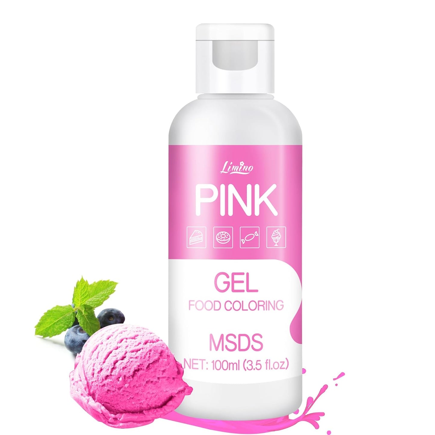 Gel Food Coloring - 4.5oz Vivid Food Coloring Gel for Baking, Cake Decorating, Cookie, Fondant, Macaron - Tasteless Concentrated Edible Food Color Dye for Icing, Slime, Drinks, DIY Crafts (Pink)