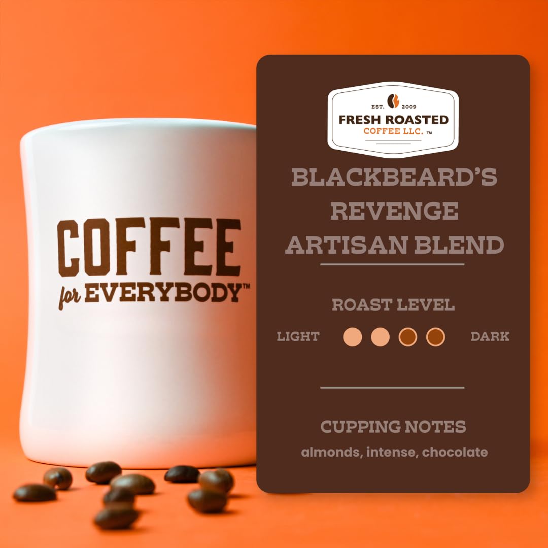Fresh Roasted Coffee, Blackbeard's Revenge, 2 lb (32 oz), Medium Roast, Kosher, Whole Bean