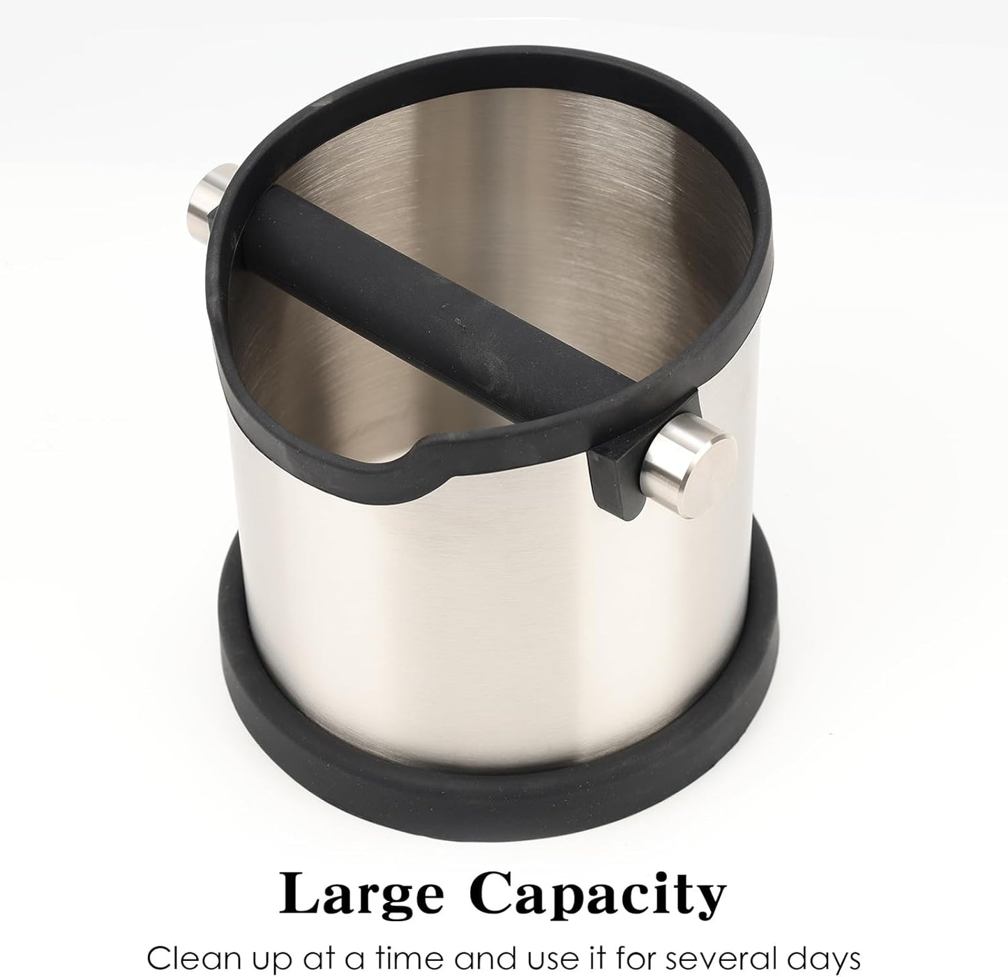 Coffee Tapping Box, Stainless Steel Espresso Floor Container, Waste Coffee Bucket, Barista, And Anti Slip Base Coffee Tools (Silver)