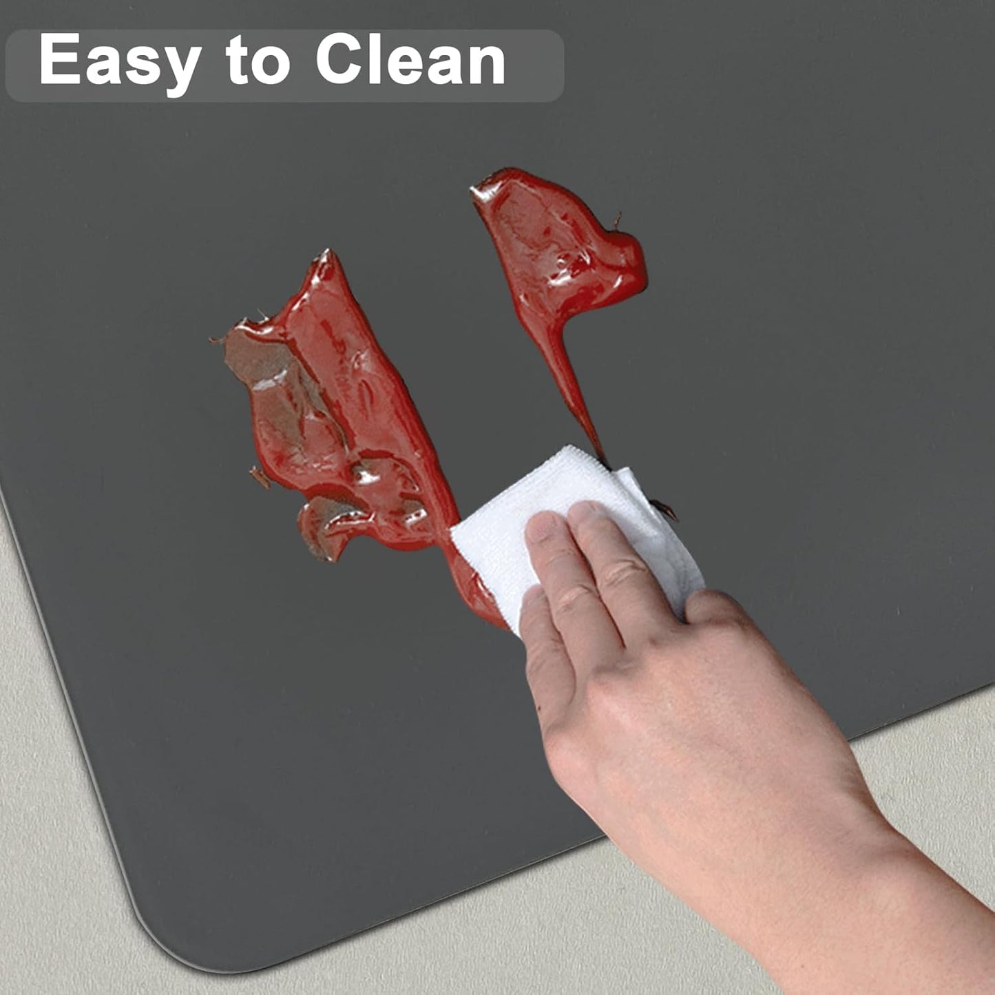 24"x32"(60cmx80cm) Silicone Mat for Kitchen Counter, Heat Resistant Non-Slip Countertop Protector, Waterproof Silicone Craft Mat for Kitchen Island, Black