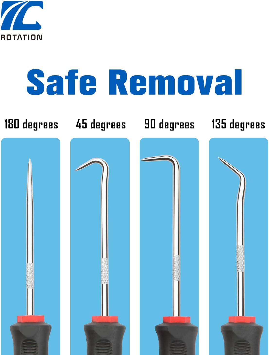 ROTATION Precision Hook and Pick Set with Scraper, 9 Piece Set, Chrome Vanadium Steel Shaft, for Remove Hoses and Gaskets, Auto and Electronics maintenance tools