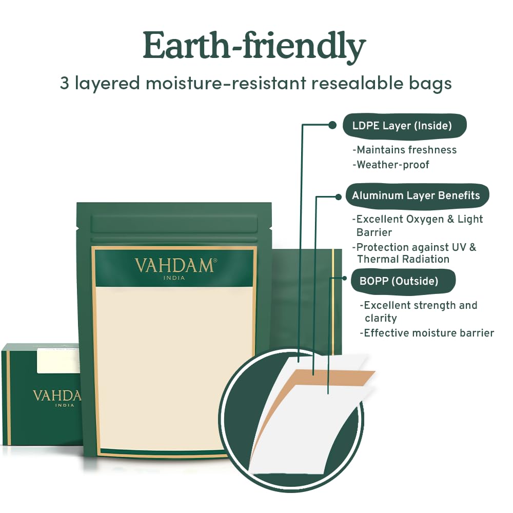 VAHDAM, Earl Grey Citrus Green Tea Loose Leaf (50+ Cups, 3.5 oz) Loose Leaf Earl Grey Green Tea With Pure Bergamot Oil | High Elevation Grown | Vacuum Sealed for Freshness