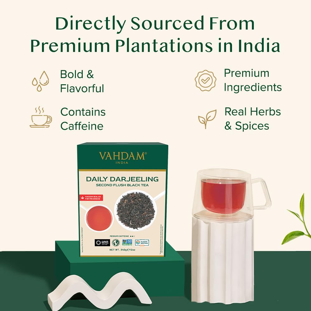 VAHDAM, Darjeeling Tea Leaves From Himalayas 340g (170+ Cups) Pure Unblended Darjeeling Black Loose Leaf Tea | Packed & Shipped Direct From Source In India