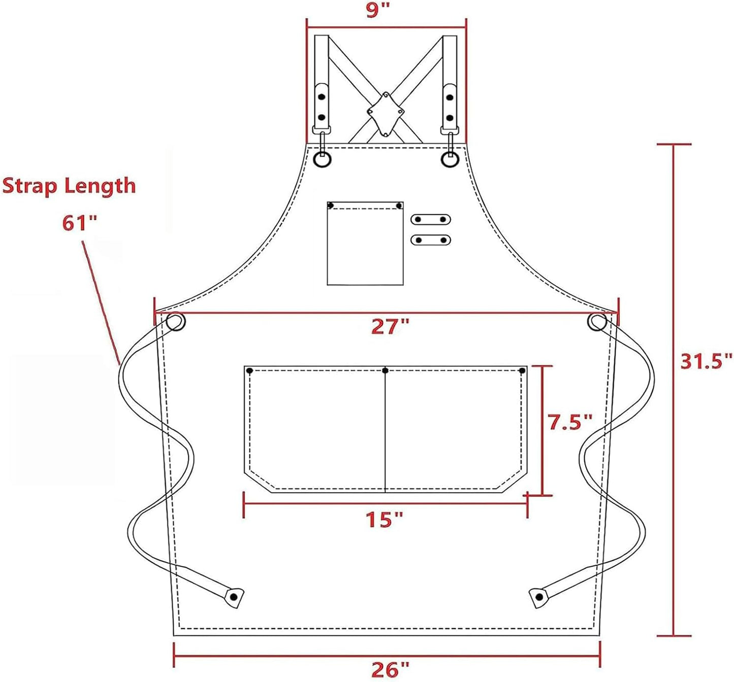 AFUN Chef Aprons for Men Women with Large Pockets, Cotton Canvas Cross Back Heavy Duty Adjustable Work Apron, Size M to XXL (Lightpink)