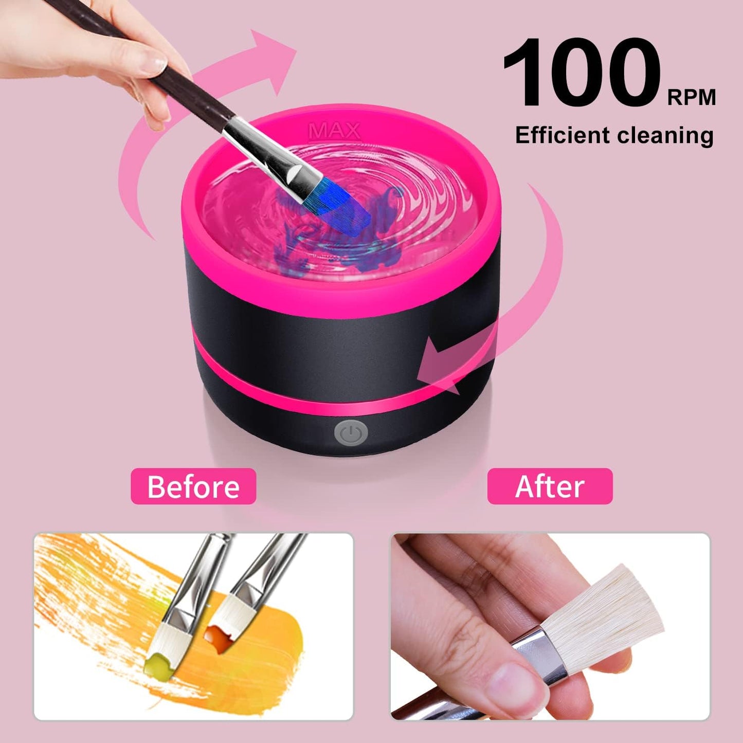YAGHVEO? Paint Brush Cleaner, Electric Paint Brush Cleaner Rinse Cup, Brush Rinser for Painting, Artist Brush Cleaning Washer Rinser for Acrylic, Watercolor, Oil, Gouache Painting