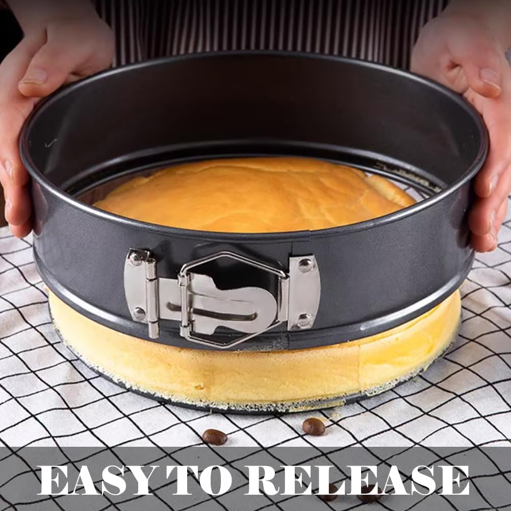 Tellshun 9 Inch Springform Pan Tin with 50pcs Parchment Paper Cheesecakes Baking Mold Round Leakproof Nonstick Removable Bottom Bakeware for Pie Cake Pizza and Quiches