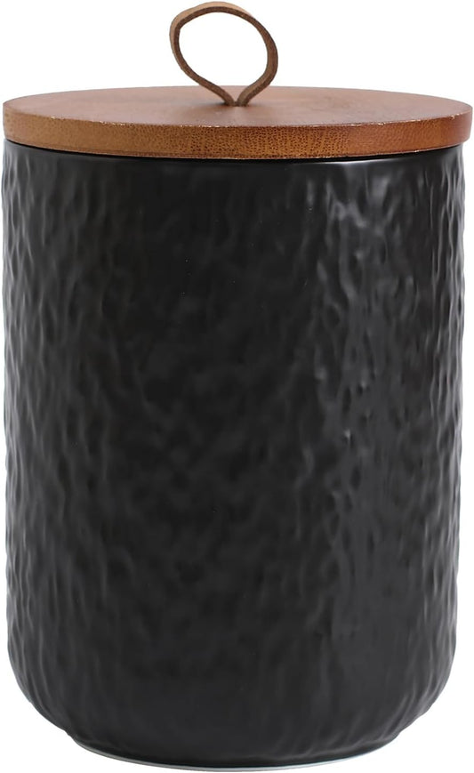 Kitchen Canisters for Countertop, Ceramic Coffee Canisters with Airtight Lids Food Storage Jars Sugar Container for Kitchen Counter Tea, Coffee Beans, Spice (#001Black-44oz/1300ml)