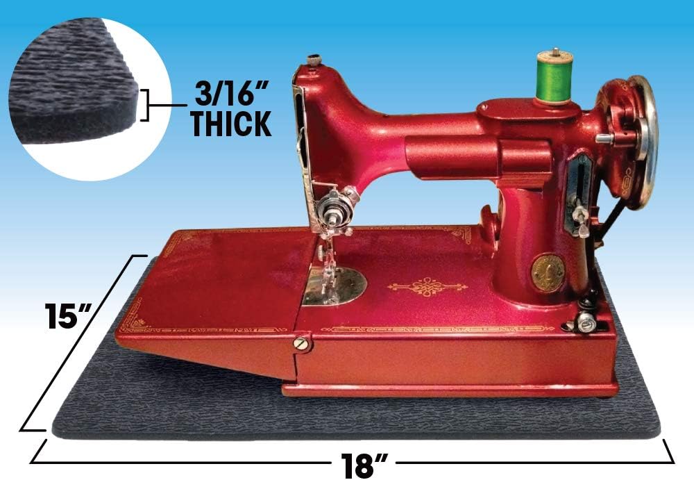 Stay-In-Place Machine Mat - 15" x 18" - Calms Vibration and Dampens Noise. Great for Sewing Machines and Sergers. Made In USA. Black