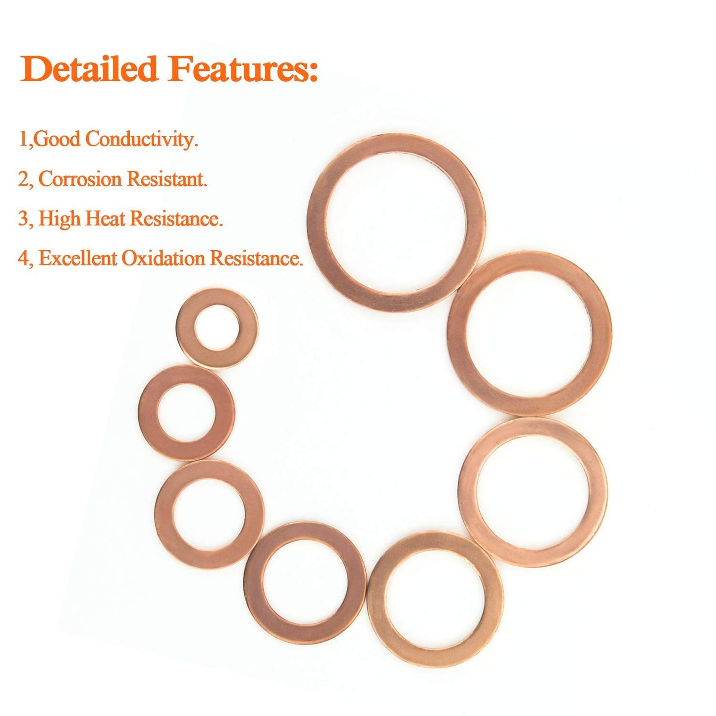 M22 Flat Washer Copper Sealing Ring, 22mm ID 28mm OD 1.5mm Thickness Metric Sealing Gasket, 20 Pieces