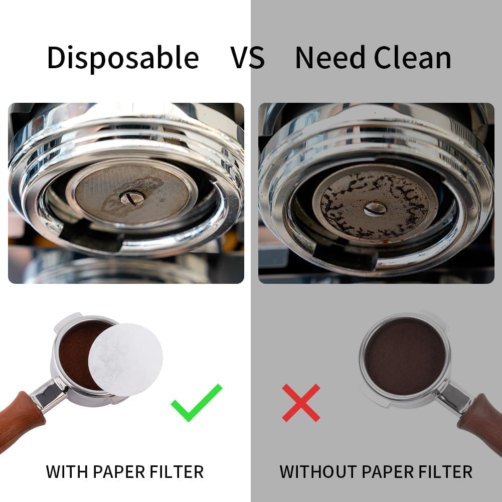 watchget 53mm Espresso Paper Filters - 100 Pcs Unbleached Coffee Filter Papers for Espresso Machine Puck Screen, Compatible with 54mm Portafilter Baskets, Replacement Paper Filters for Barista Tools