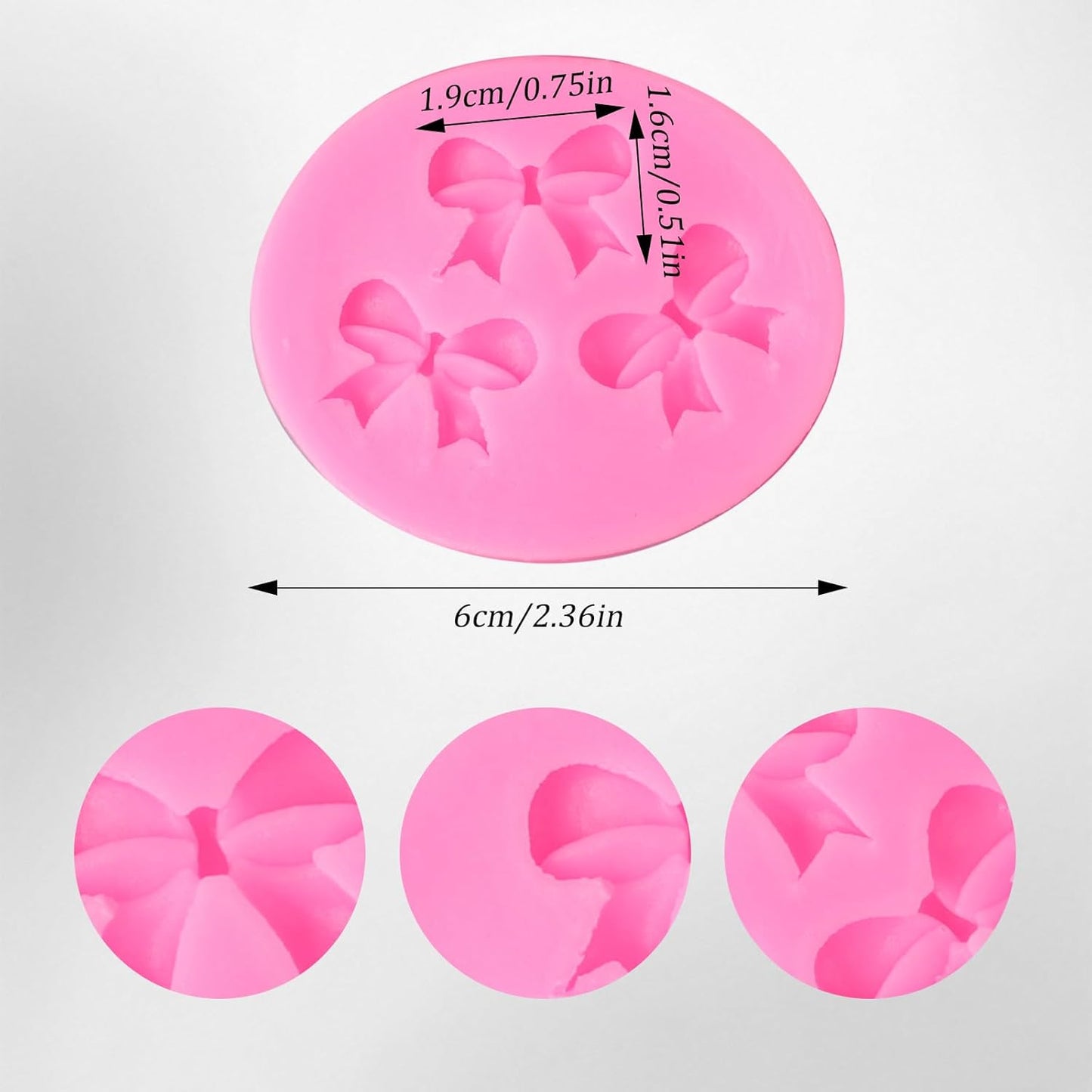 Bow Molds for Chocolate 4 PCS,Bow Chocolate Molds Silicone DIY Baking Supplies,for Chocolate, Fondant, Ice Cubes, and More(Square+round, Pink, 2.7in)