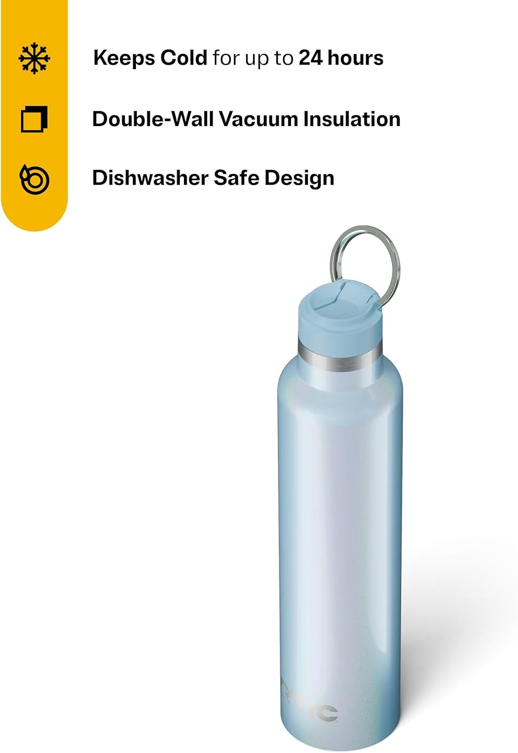 RTIC 26oz Journey Bottle Metal Stainless Steel Vacuum Insulated, BPA Free, Reusable, for Water, Hot and Cold Drinks, Travel, Sports, Camping, RTIC Ice Glitter