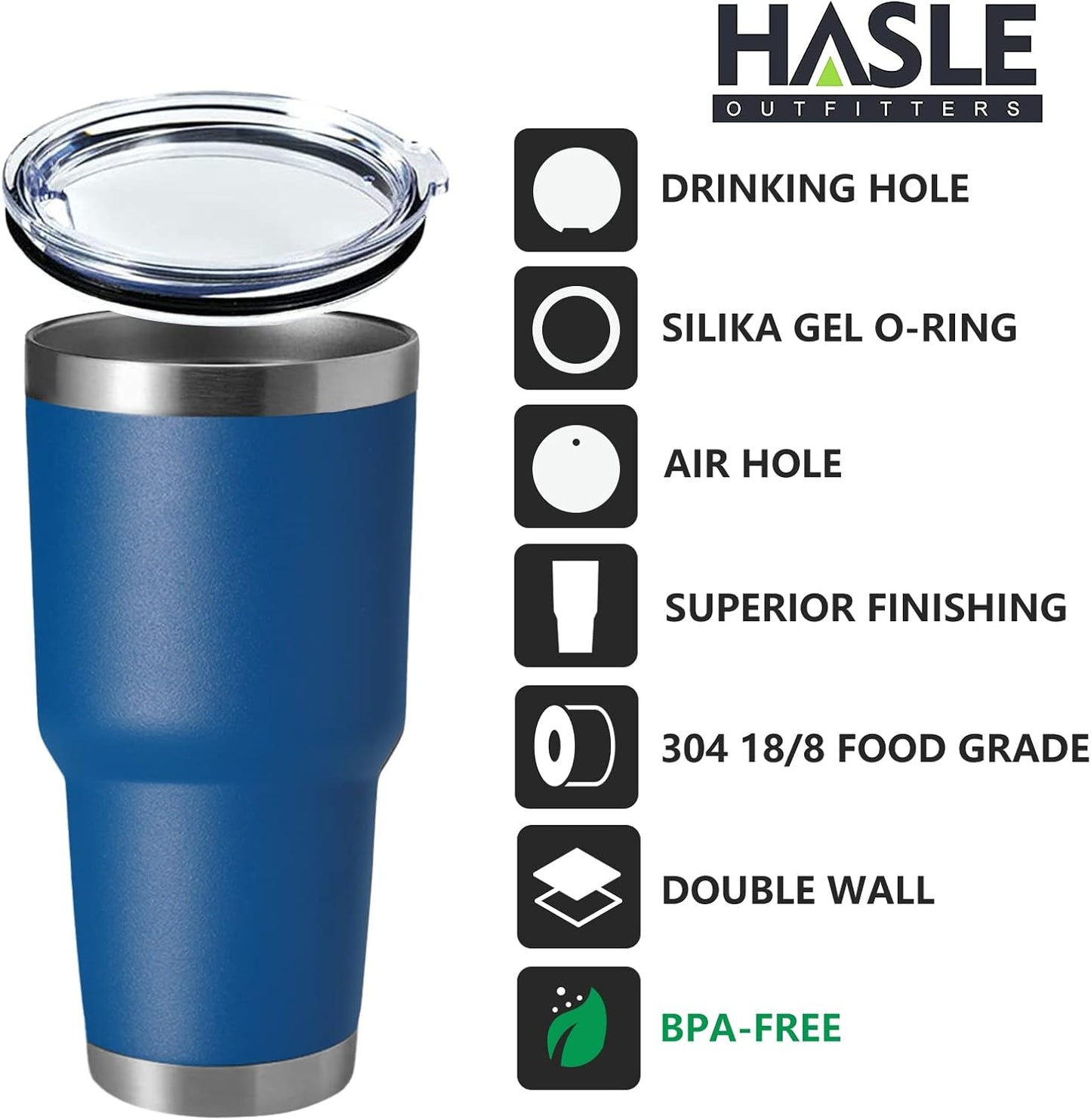 HASLE OUTFITTERS 30oz Stainless Steel Tumbler, Double Wall Vacuum Insulated Travel Mug Tumbler, Durable Insulated Coffee Mug, Gift Box Set (Dark Blue, 1)