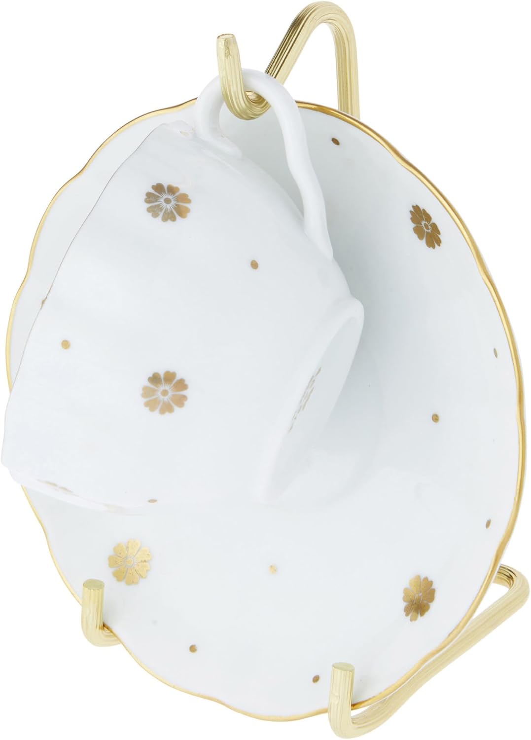 Bard's Demi-tasse Gold-toned Cup and Saucer Stand, 5.5" H x 2.75" W x 3.25" D (For 2-3 Fluid Ounce Espresso Cups), Pack of 3