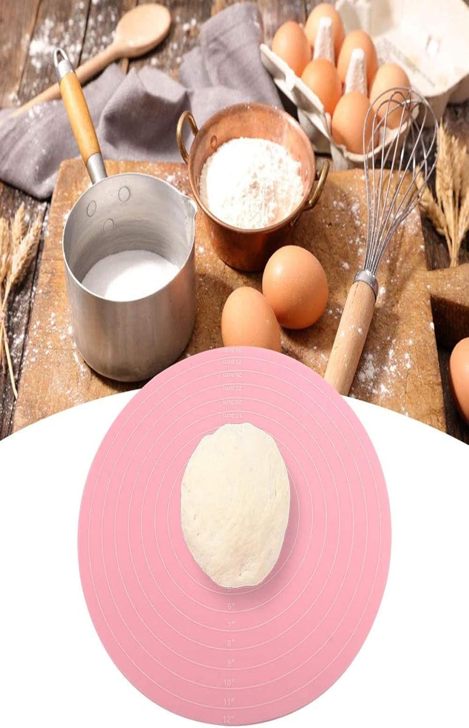 Silicone Baking Mat Cake Mat Silicone Cake Mat Silicone Baking Mat with Measurements for CakeTurntable Stand Non-Stick Heat Resistant Pastry Baking Sheet -Blue