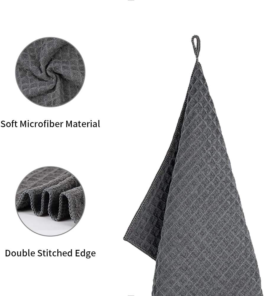 watchget Barista Micro Cloth 6 Pack, Microfiber Barista Cleaning Towels Microfiber Waffle Weave Kitchen Dish Cloth Coffee Bar Towel Coffee Machine Cleaning Cloth, Dark Grey(12"x12")