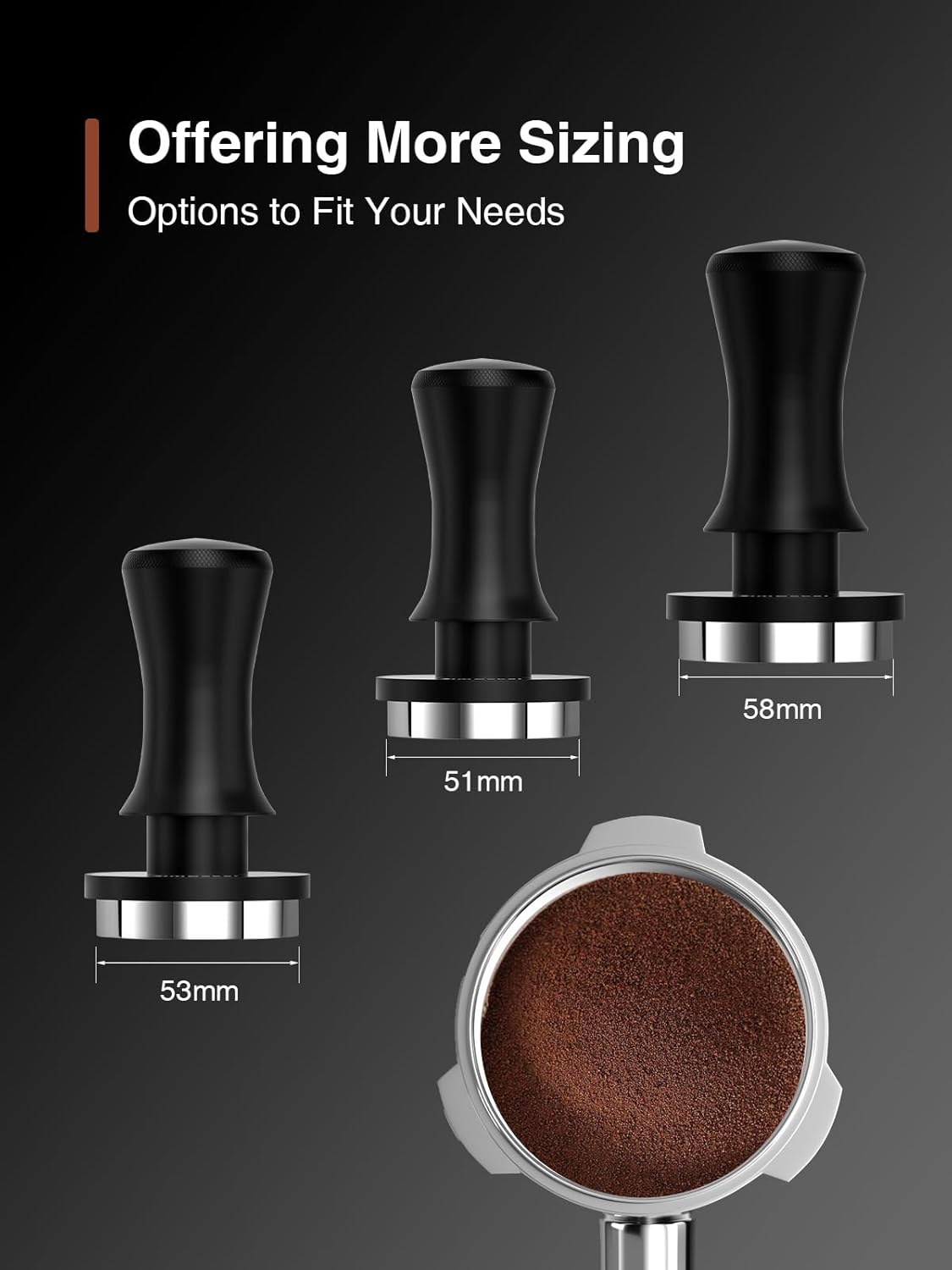 Espresso Tamper, Barista 58mm Coffee Tamper,Spring-loaded,Stainless Steel,Flat Base