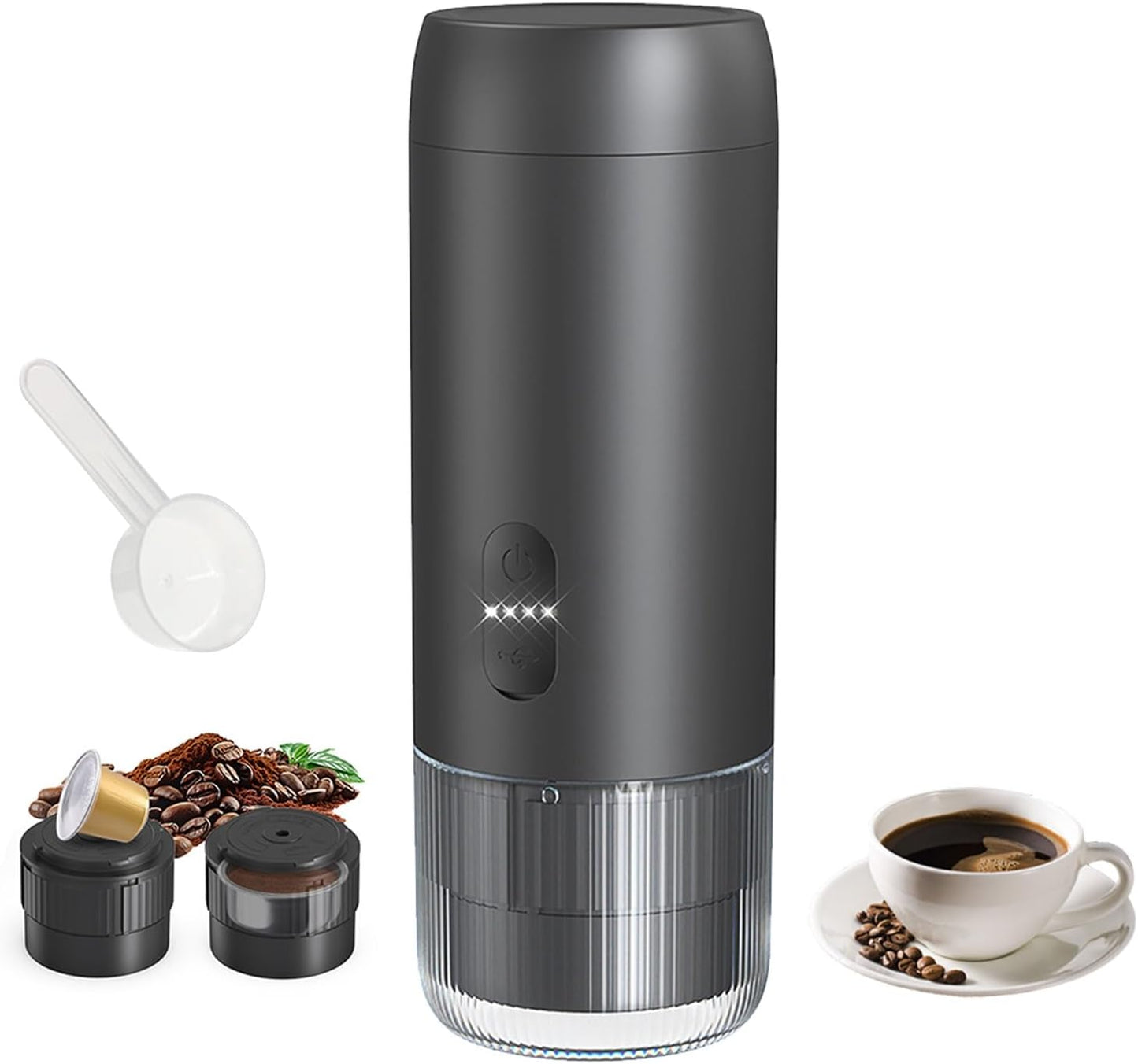 Portable Coffee Maker Espresso Machine, Suitable for coffee powder, capsule coffee, convenient for RV camping, hiking, picnicking, office and home use