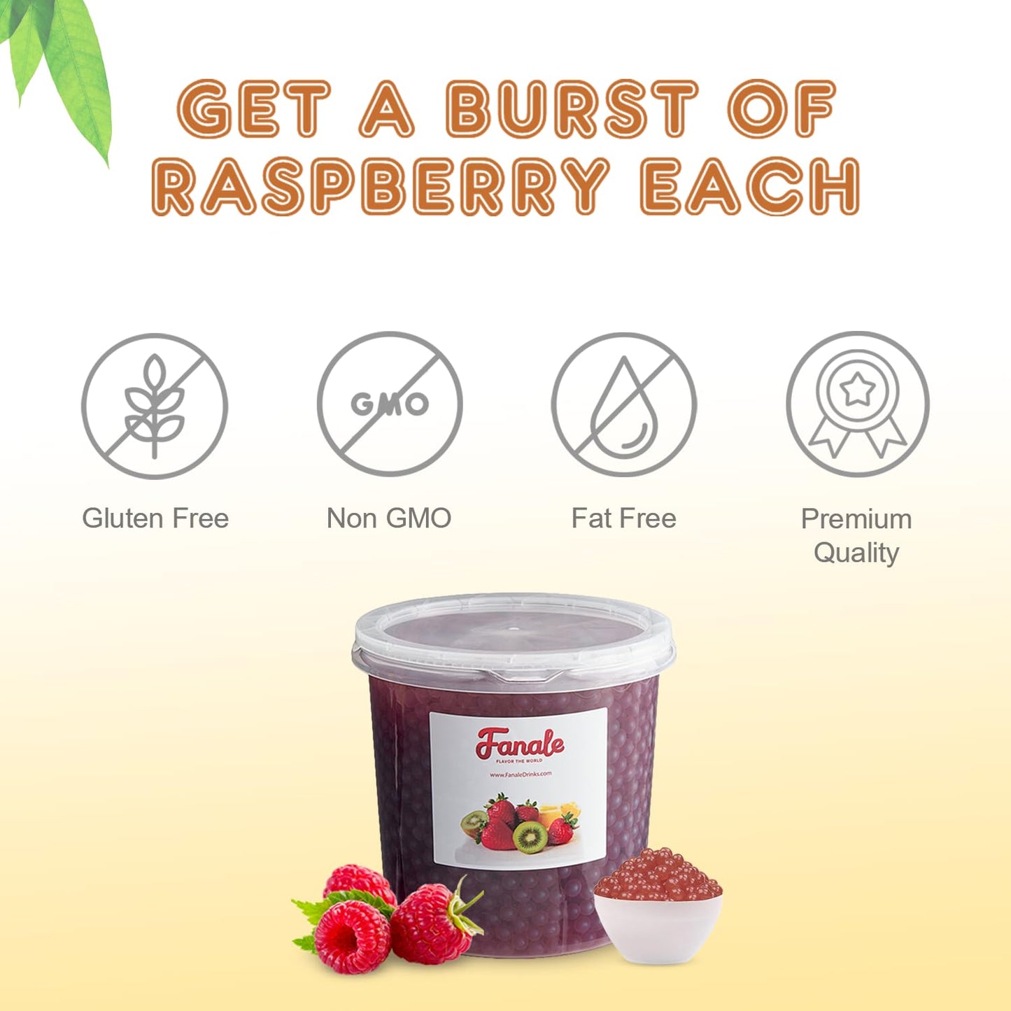 Fanale Popping Boba Pearls for Bubble Tea - 7 lb | Raspberry | Bursting Boba Pearls Bubble | Fruit Juice Flavor for Shakes, Dessert, Smoothie | FPB014