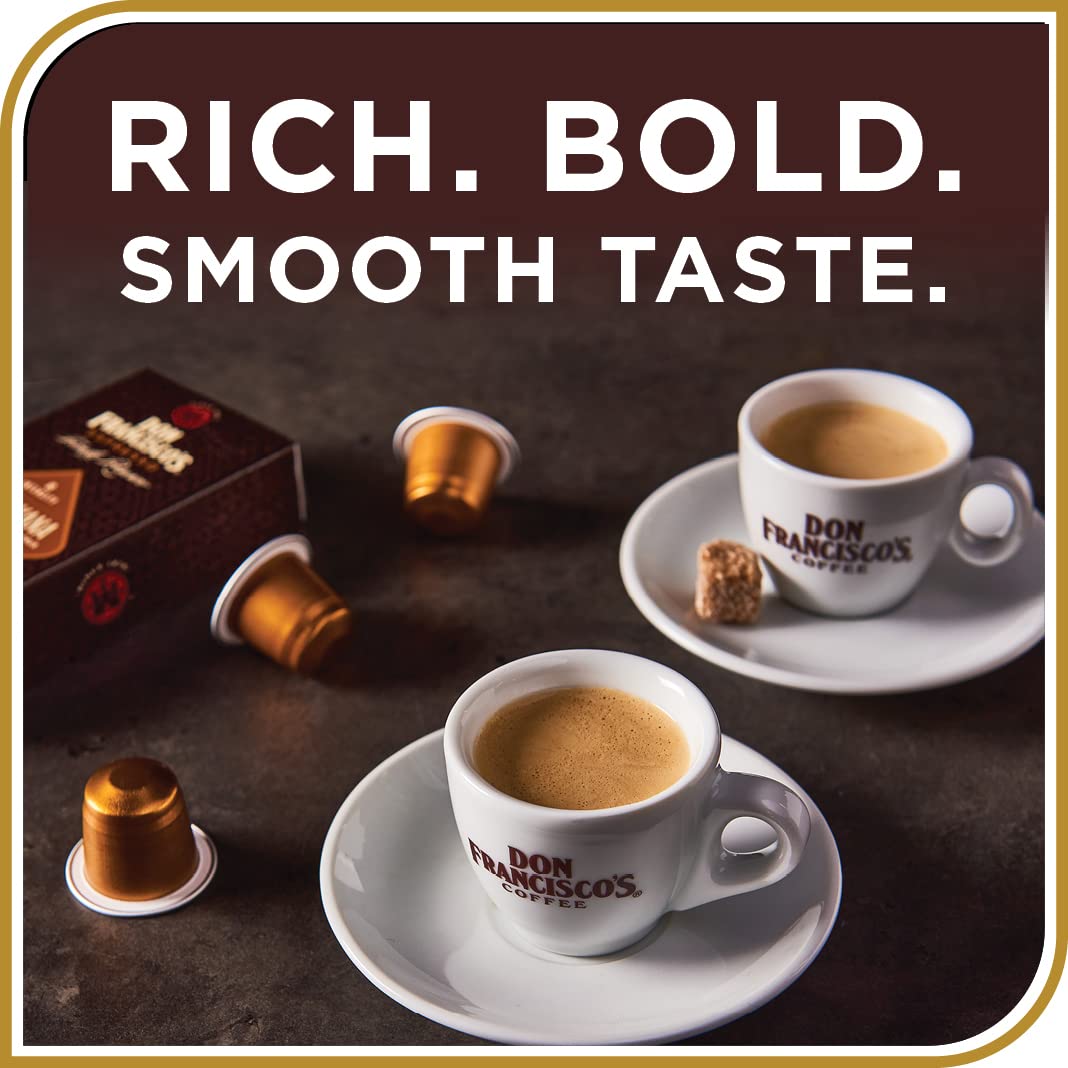 Don Francisco's Clasico Espresso Pods: 80 Recyclable Aluminum Capsules, Intensity 9 Dark Roast, Compatible with Nespresso Original Line Machines - Bold Cuban-Style with Spicy Chocolate Notes